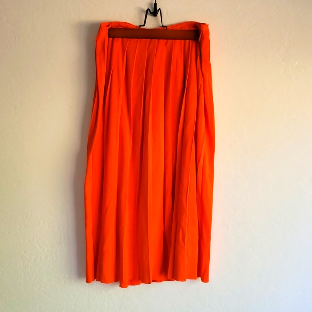 J.Crew Bright Orange Pleated Maxi Skirt